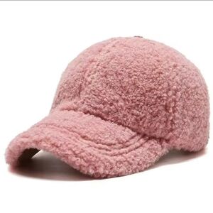 New Unisex Faux Lamb Wool Cozy Pink Baseball trucker Cap hat fall winter